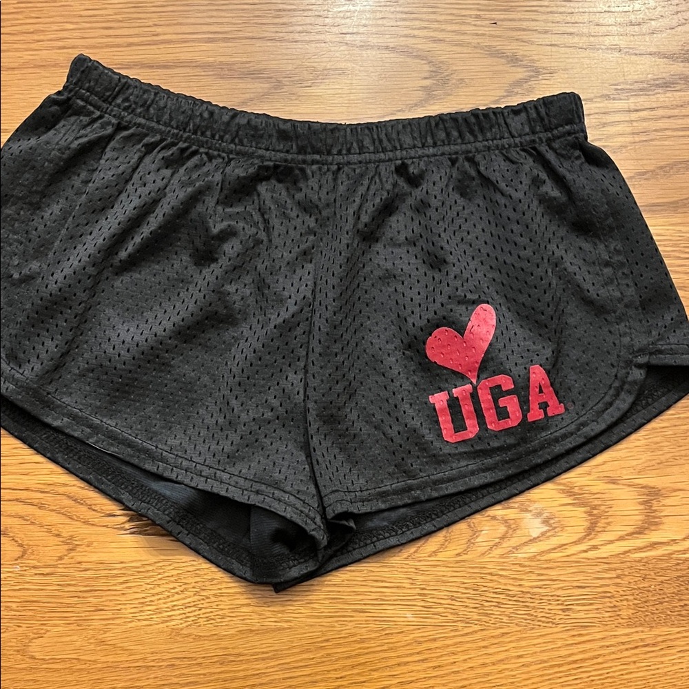 Soffe Women's Black Athletic Shorts with Red UGA Logo